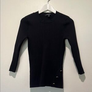 Marc New York Sz Small Black Gold Buttons Ribbed Crewneck Sweater